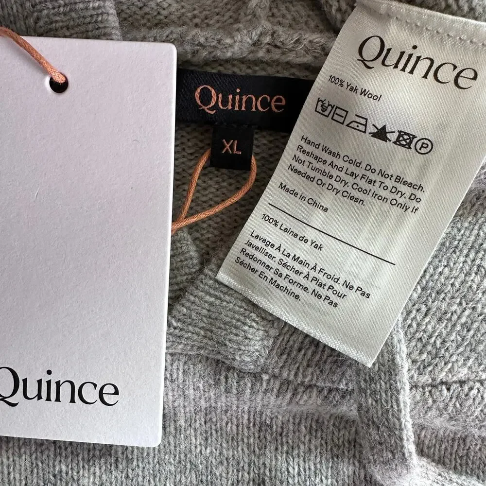 Quince Mens 100 Yak Wool Pullover Hoodie XL Warm Heather Grey Quiet Luxury